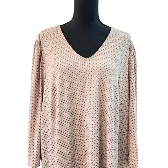 Adrianna Papell V-neck Long 3/4 Sleeve Blouse Top Women's Plus Size 2X Neutral - Picture 1 of 10